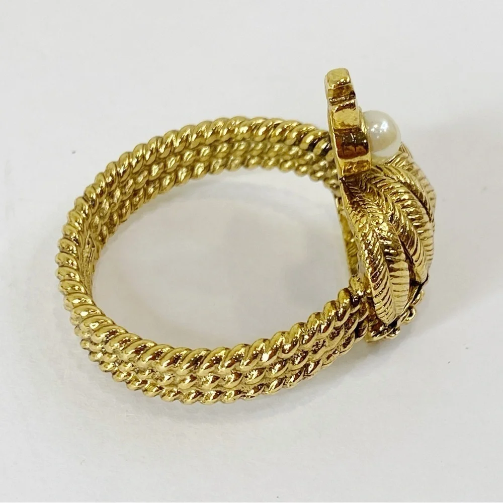 RJ Graziano Gold Crown Pearl Embellished Napkin Rings Set Of 4